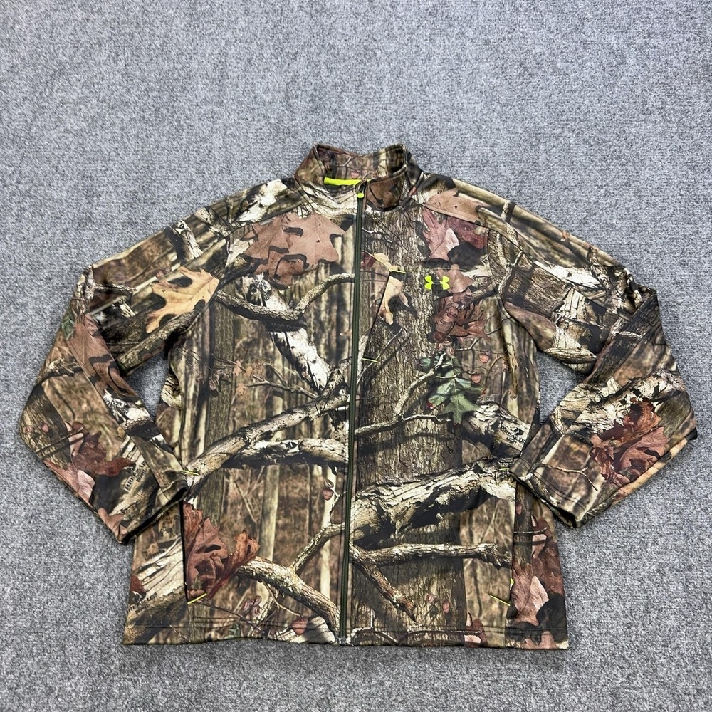 Under Armour Jacket Mens XL Brown Break-Up Infinity Camo Full Zip Fleece Hunting